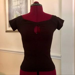 NWT Express Black Keyhole Top